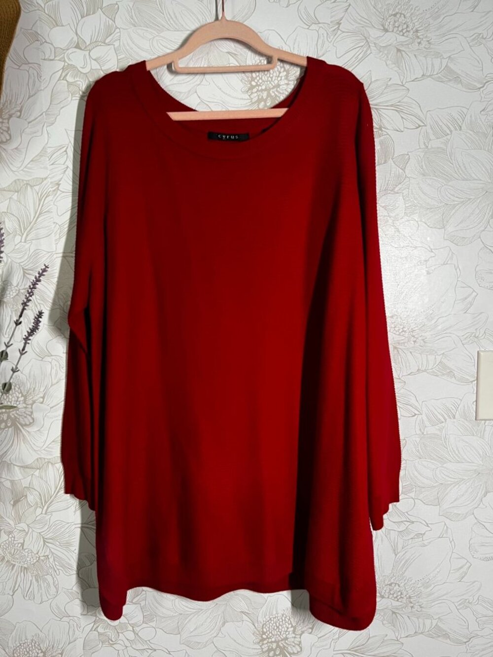 Cyrus Womens Red Knit Pullover Sweater 2X Rayon Blend Long Sleeve